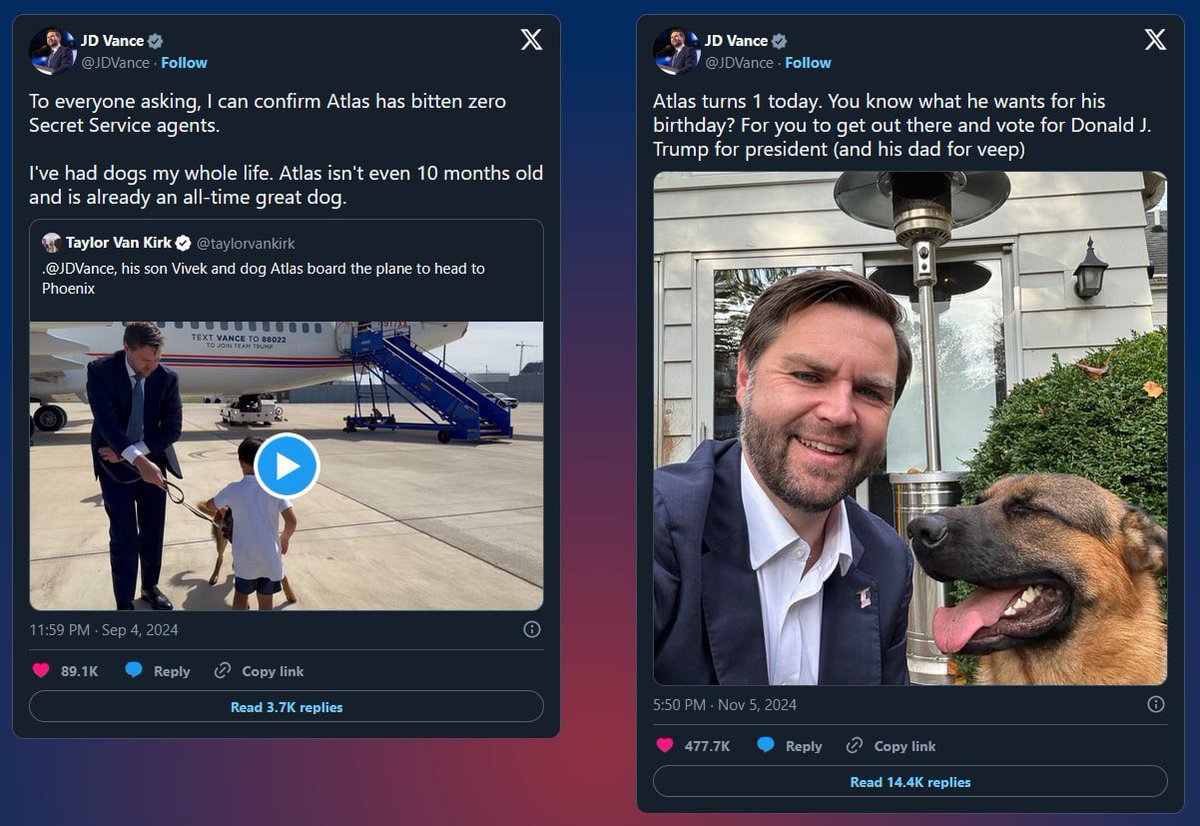 DogeSpaceXX's tweet photo. Doge og sniffed JD vance dog $ATLAS and he shared in tg 

https://t.co/h8hbbcG1OV https://t.co/sOFz3GFTwT