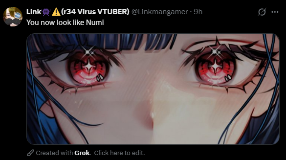 I recommend blocking this "VTuber" who AI'd my banner without consent - you're not a real VTuber if you do this shit.

We are meant to love and support the artist's who help create us, not disrespect them.