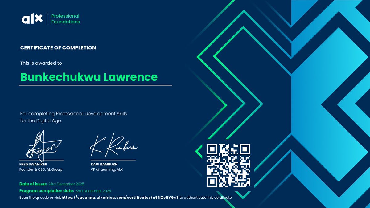 _Buvic_'s tweet photo. Successfully completed the Professional Foundations program with @alx_africa.
Strengthening core professional skills for the digital age.

#DigitalSkills #FutureOfWork #ProfessionalDevelopment #SkillsForTheFuture #ALXLevelUp #ALX https://t.co/8tv6nJgwr7