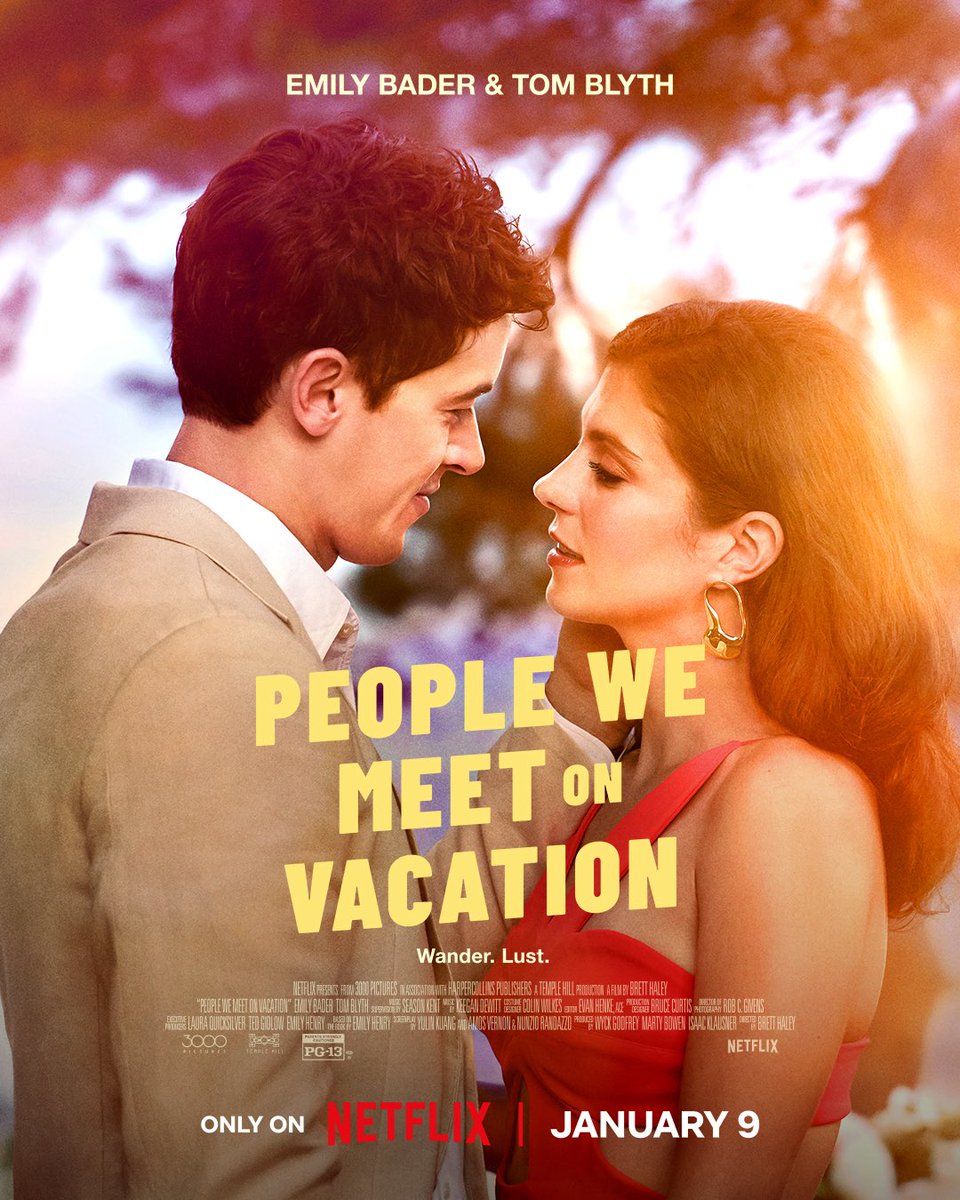 A new poster for "People We Meet on Vacation" starring Emily Bader and Tom Blyth has been released.

Premiering January 09 on Netflix.