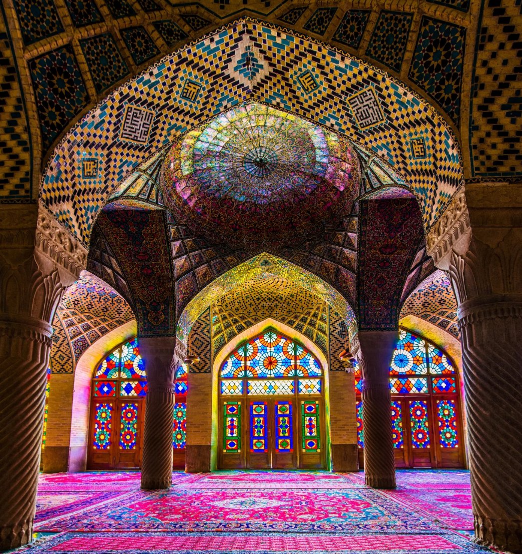 whencyclopedia's tweet image. 🕌 An interior view of the Nasir al-Mulk (Nasir-ol-Molk) Mosque, also known as the Pink Mosque, in Shiraz (Iran). The mosque was constructed between 1876 CE and 1888 CE, during the Qajar Dynasty.

📷 Photo by Herbert karim masihi. 

#NasirAlMulkMosque #Mosque #Islam #Religion