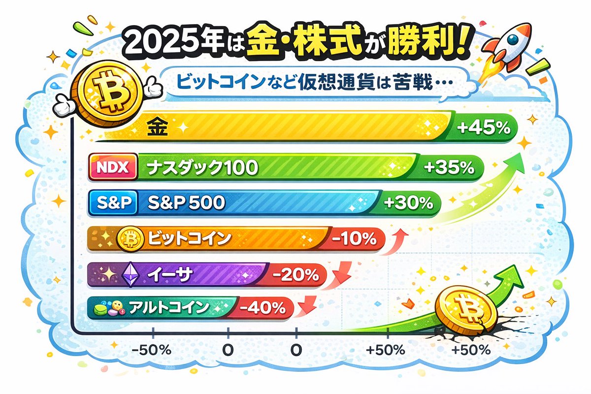 サンタクロース・ラリー】S&P500最高値更新GOLD1オンス4500ドル突破で最高値更新年初来70%上昇で過去100年で2番目のハイパフォーマンス↗︎↗︎一方BTCは356日線下回る。貴金属と同じ様なトレンドを歩んで来た今年だったが明暗が別れる年末となっている。板橋区議会から見  ...