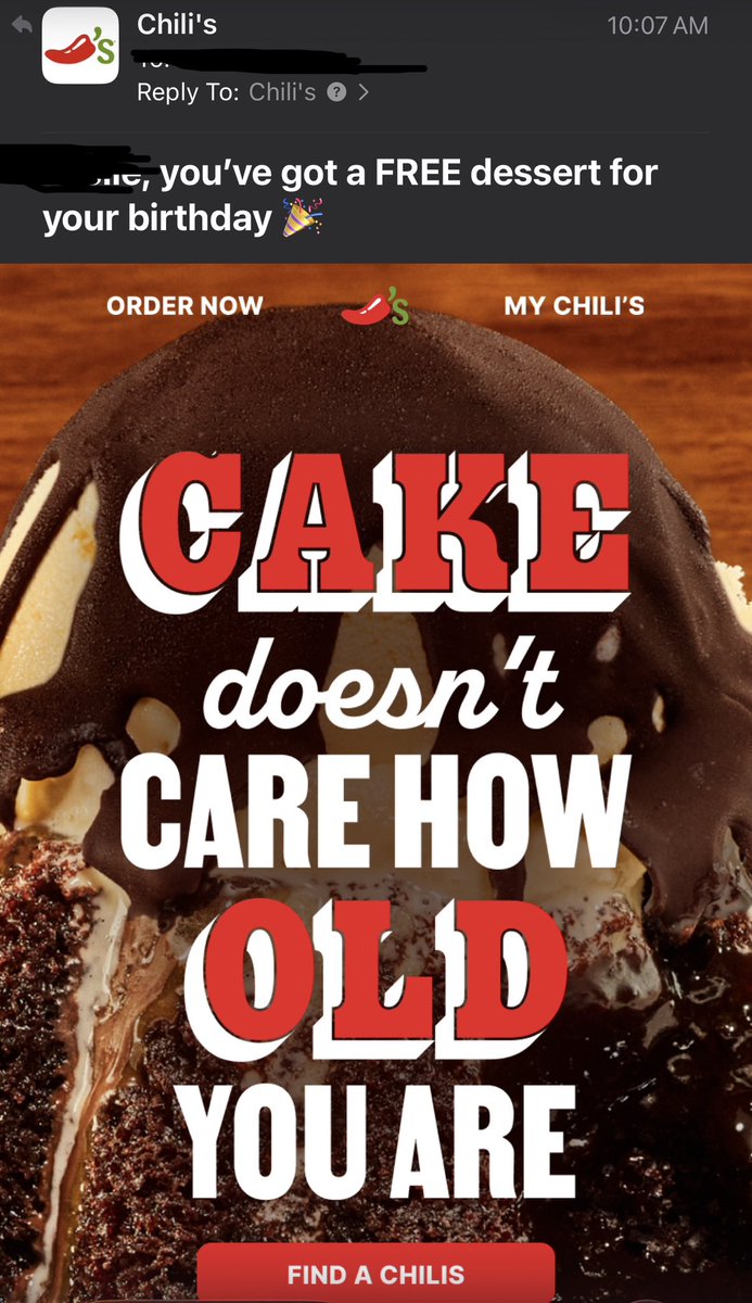 lowflyr68's tweet photo. @Chilis thanks for the offer, but I have to pass. Some people can't eat chocolate and all of your desserts have it in them. https://t.co/TleX9uyg8s