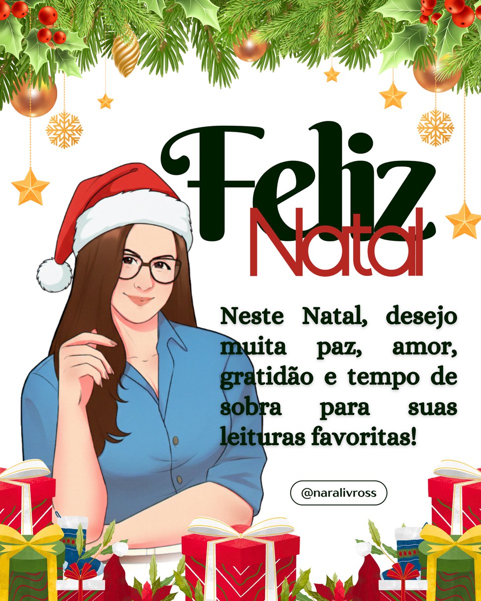 Passando para desejar um Natal cheio de luz e paz! ✨❤️

Que a sua noite seja cercada de amor e, claro, de ótimas histórias para ler. Feliz Natal, meus amores! 🎄📖

Com carinho, Nara. 🌻
