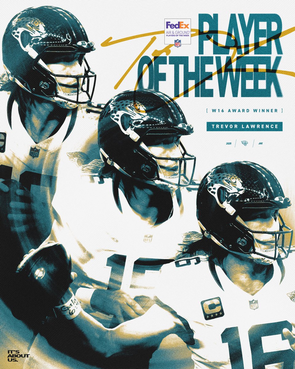 Jaguars's tweet image. Delivered just in time for the holidays 📦
 
For the second week in a row, @TrevorLawrence is a @FedEx Air and Ground Player of the Week!