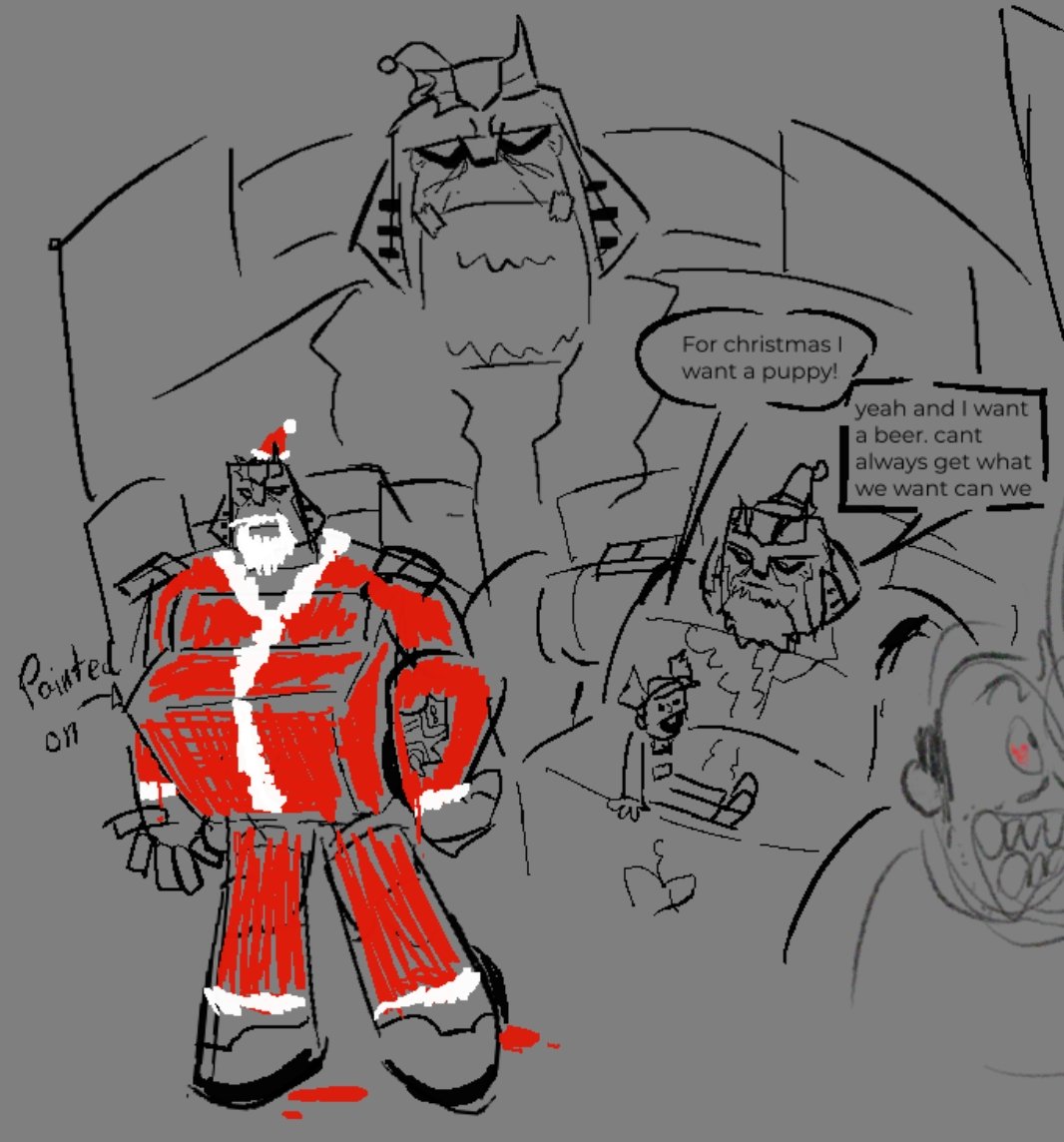 Zedortoo's tweet image. No proper Christmas art but take this Santa Ratchet I drew