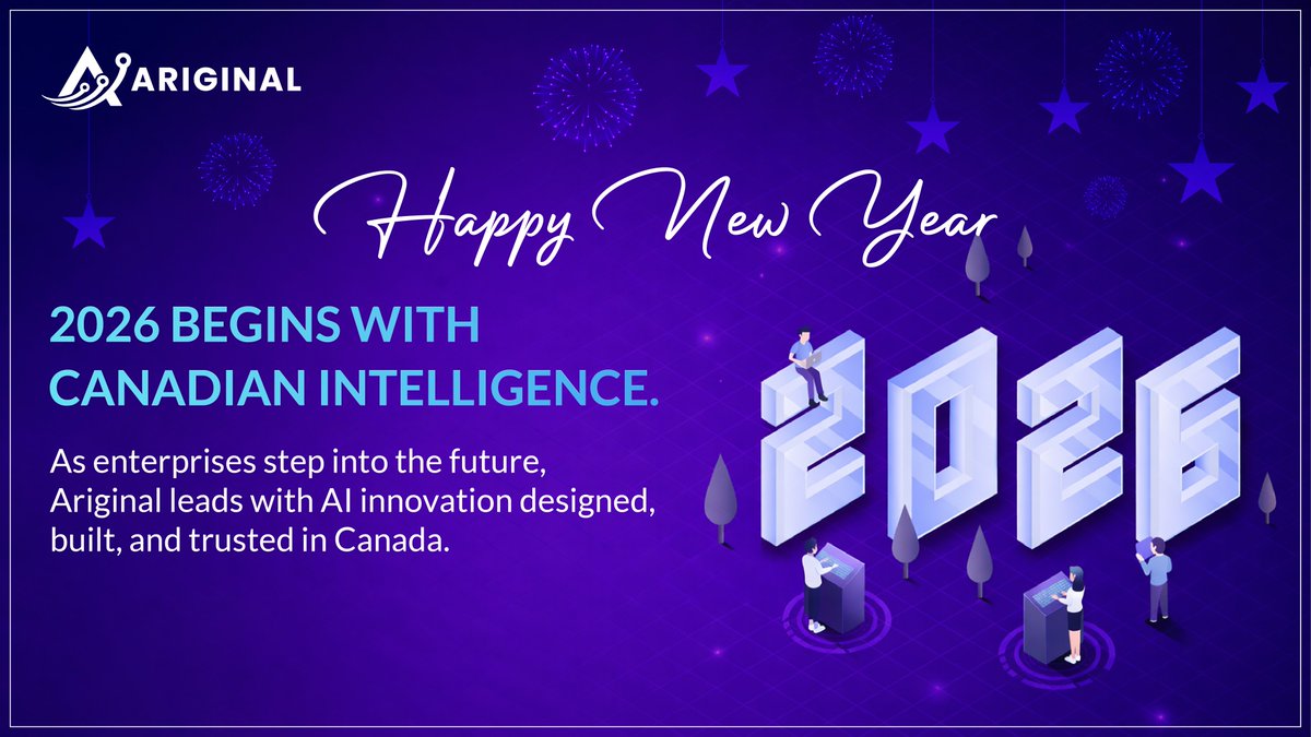 Ariginaltech's tweet photo. ✨ Happy New Year from @Ariginaltech!

Stepping into 2026, we bring AI innovation rooted in Canada.

Built for enterprises, trusted worldwide — shaping smarter decisions everywhere.

#Ariginal #NewYear2026 #HappyNewYear #CanadianExcellence #AIInnovation #EnterpriseIntelligence https://t.co/W9VVH6jFzd