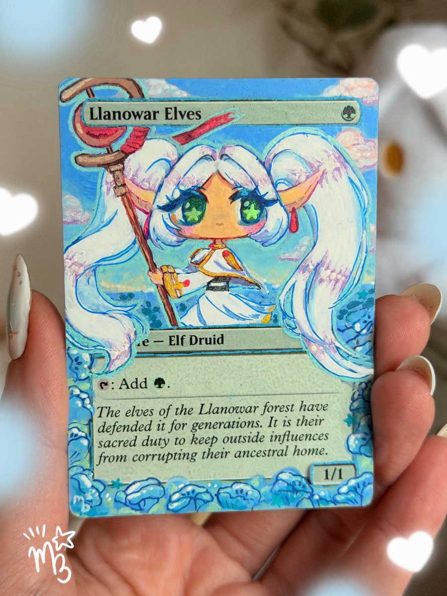 Chibi Frieren! 🤍 with a new season coming out I had to spin up something cute ~ MTG Llanowar elves alter. Anyone gonna watch the new season 👀?