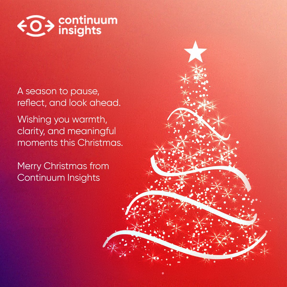 surveyplatform's tweet photo. As the year comes to a close, we pause to reflect on the moments that mattered most.
Wishing you warmth, clarity and meaningful moments this Christmas.
From all of us at Continuum Insights, warm #holiday wishes to you and your loved ones. 🎄

#MerryChristmas #ContinuumInsights https://t.co/BO2oHTEBsX