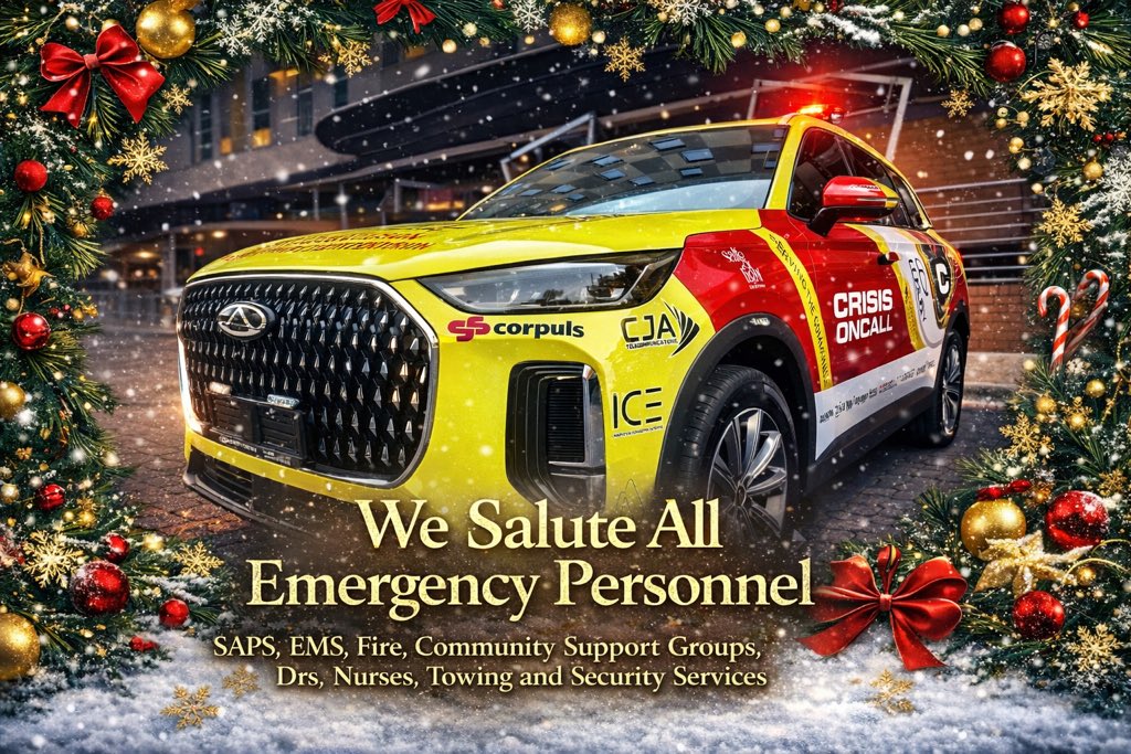 CrisisOnCall &amp; Chery Centurion stand united this festive season in one mission: making communities safer.

Through partnership and rapid response, we protect lives and support first responders — when time matters most.

Wishing you a safe &amp; blessed festive season.

<a href="/_ArriveAlive/">Arrive Alive</a>