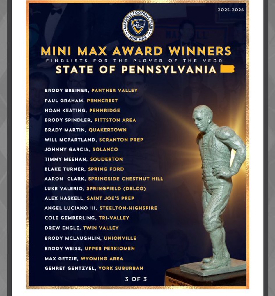 mklavine's tweet photo. Congrats to Brody Breiner for being selected as a Mini Max Award winner. Awesome accomplishment @PVSDsports @PVSDFootball #PVPride https://t.co/JIYR8Z9Vhl