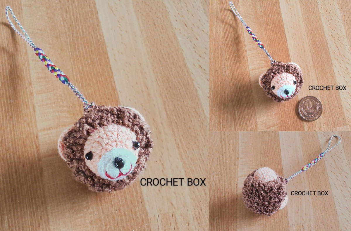 minneさんにて販売中の 編みぐるみのライオンさんのストラップです