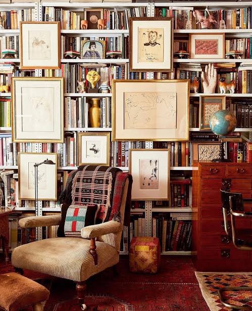 willdefries's tweet image. chat, how do we feel about pieces of art hung in front of bookcases