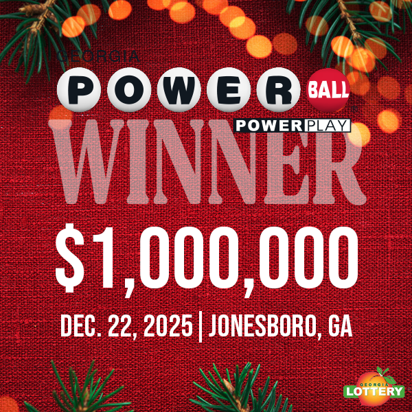 GeorgiaLottery's tweet photo. One lucky #Powerball player won $1 million online at https://t.co/KbfDjS9Q23 in Jonesboro! 🎁
Spreading Christmas joy...
#PowerballWinnerGA
#GeorgiaWins https://t.co/fNqc6MYP9u