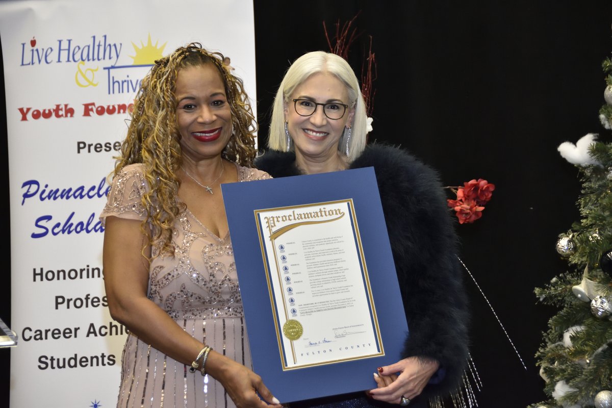 LHTYF's tweet image. Fulton County Commissioner Dana Barrett presented our founder/president, Dr. Lori Manns with a proclamation on 12/6/25 to celebrate our 15 years of serving Atlanta's children. #Atlanta #nonprofit