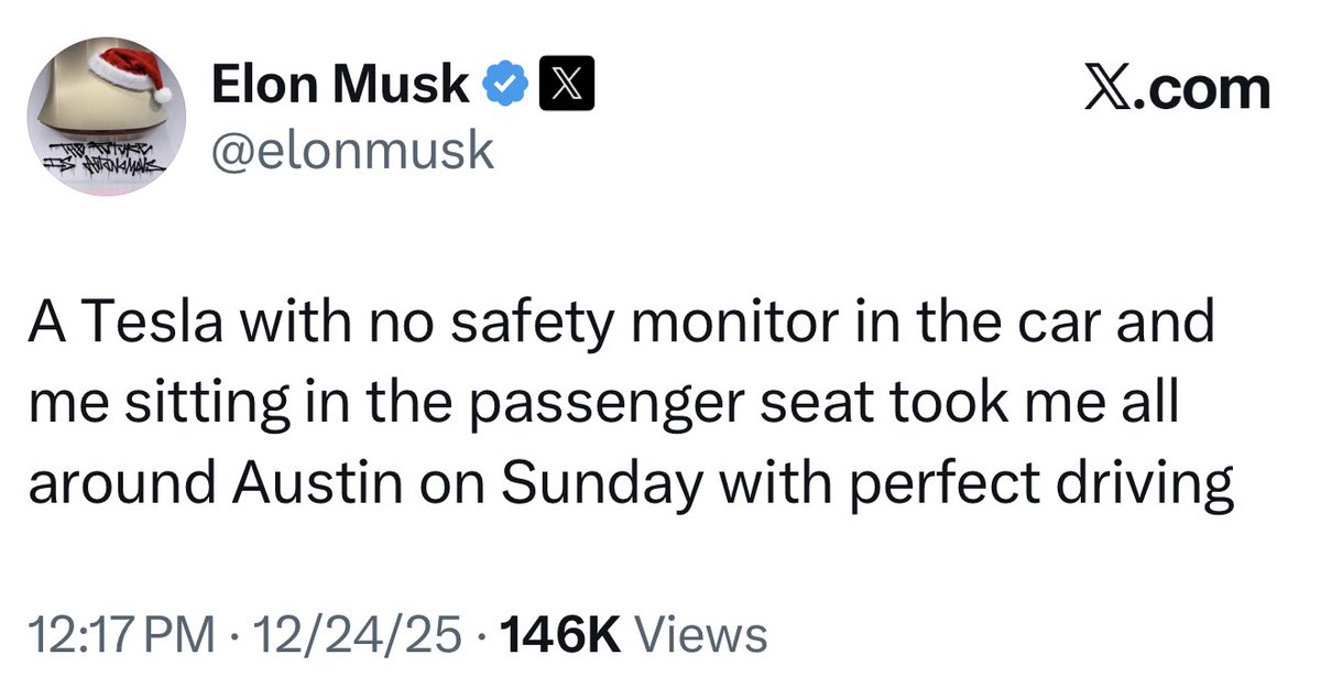 Teslaconomics's tweet image. If your CEO is literally riding in the passenger seat while the car drives itself around a major U.S. city, with no safety monitor in the vehicle, that’s about as bullish of a signal you can send to the market that autonomy is here and Tesla has solved it.

This is Elon Musk, in…