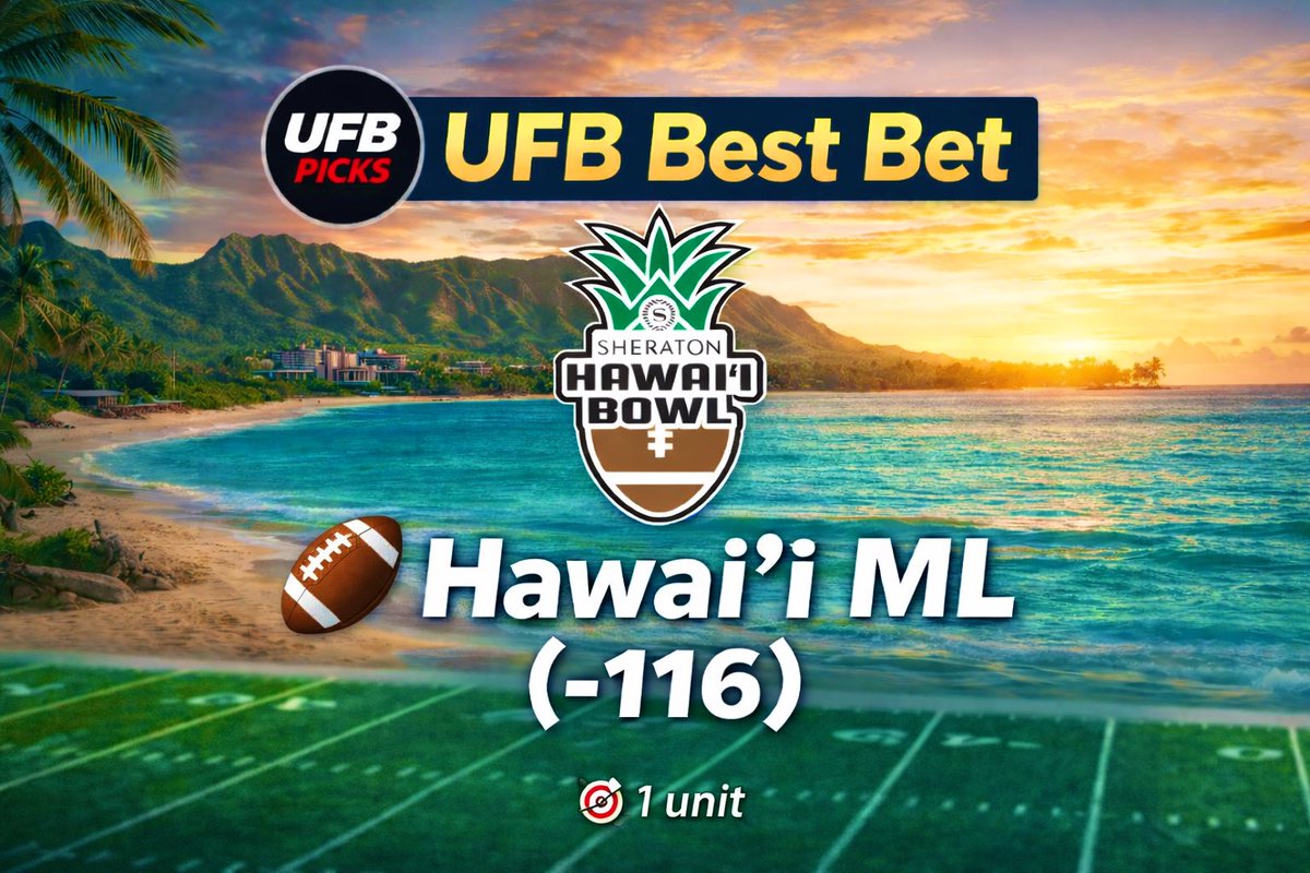UFBPicks's tweet photo. 🏆 UFB Best Bet of the Day

🏈 🏝️Hawaiʻi ML (-116) vs Cal

📊 Home edge + matchup value
🧠 Numbers > noise
🎯 1unit

#UFBPicks #BettingTwitter #CFB #SportsBetting https://t.co/HK59Mw7yLr