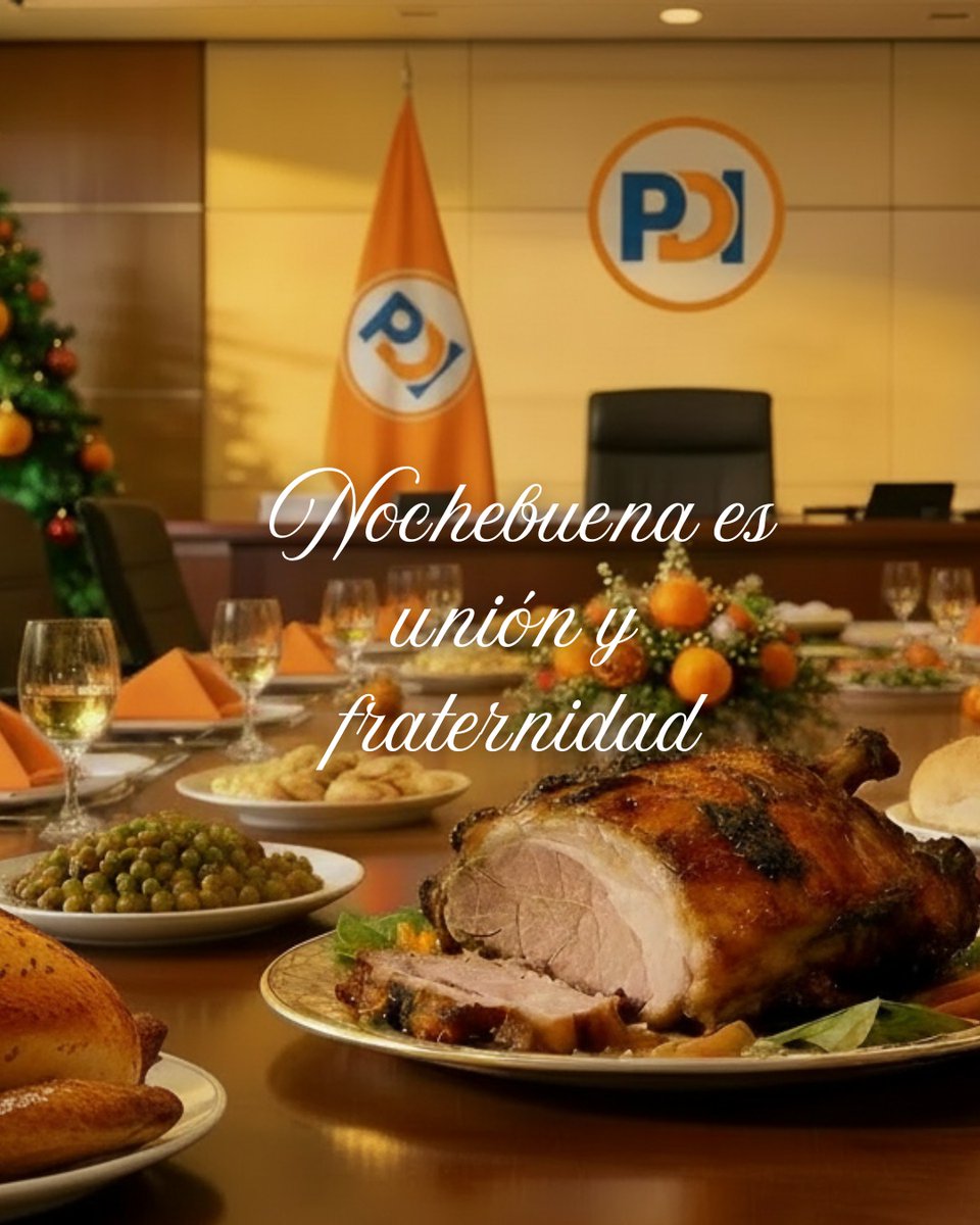 Que esta mesa servida sea símbolo de unión, confraternidad y esperanza: en Nochebuena, compartimos el pan y el compromiso de seguir construyendo juntos un mejor país. 
Desde el PDI, felicitamos a todos los dominicanos y dominicanas en esta Nochebuena.