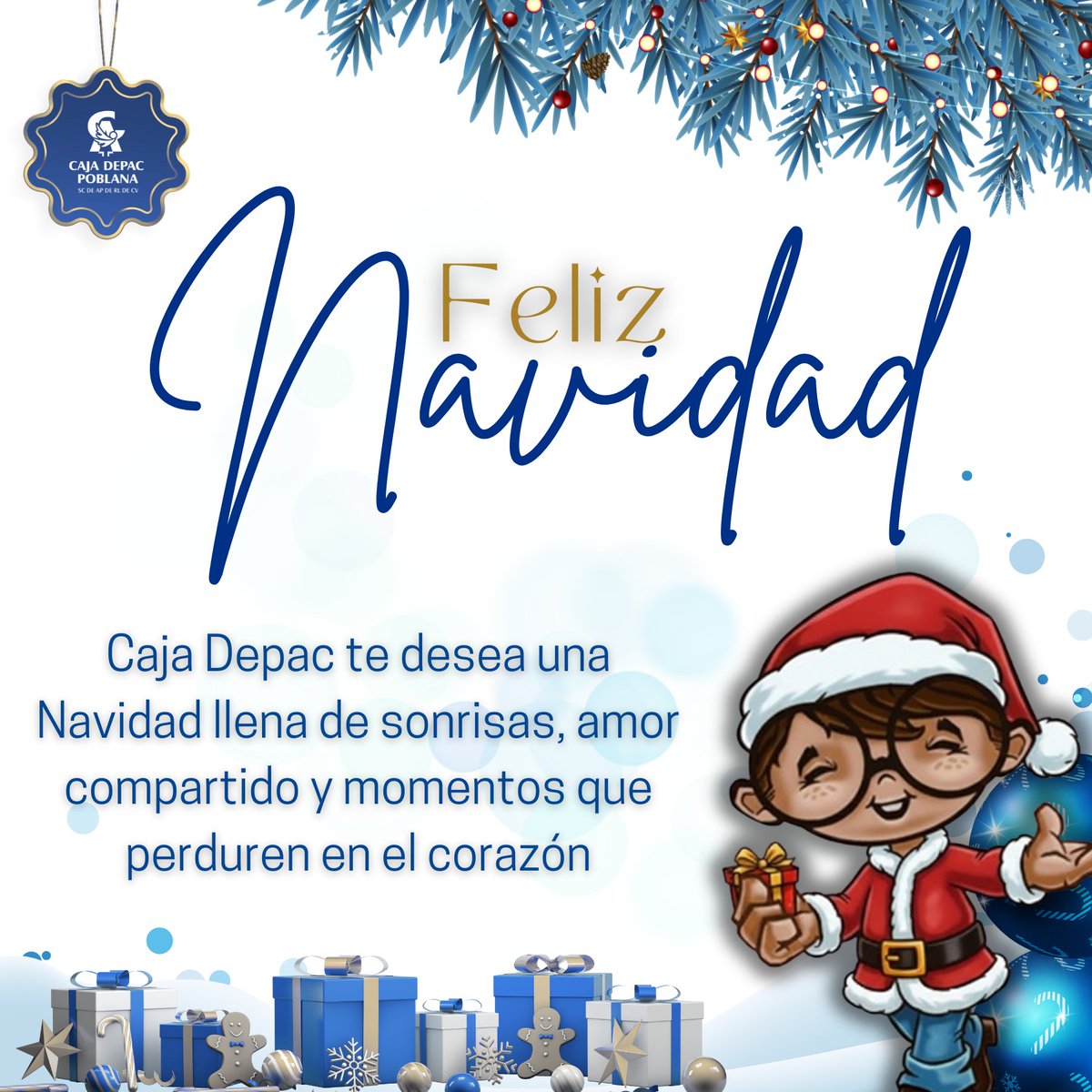 🌲Caja Depac Poblana te desea una muy Feliz Navidad 🌲

A nuestras socias y socios, gracias por ser parte de nuestra familia. Que estas fiestas estén llenas de alegría, amor y momentos inolvidables junto a quienes más quieren ❤️

#FelizNavidad #CajaDepacPoblana