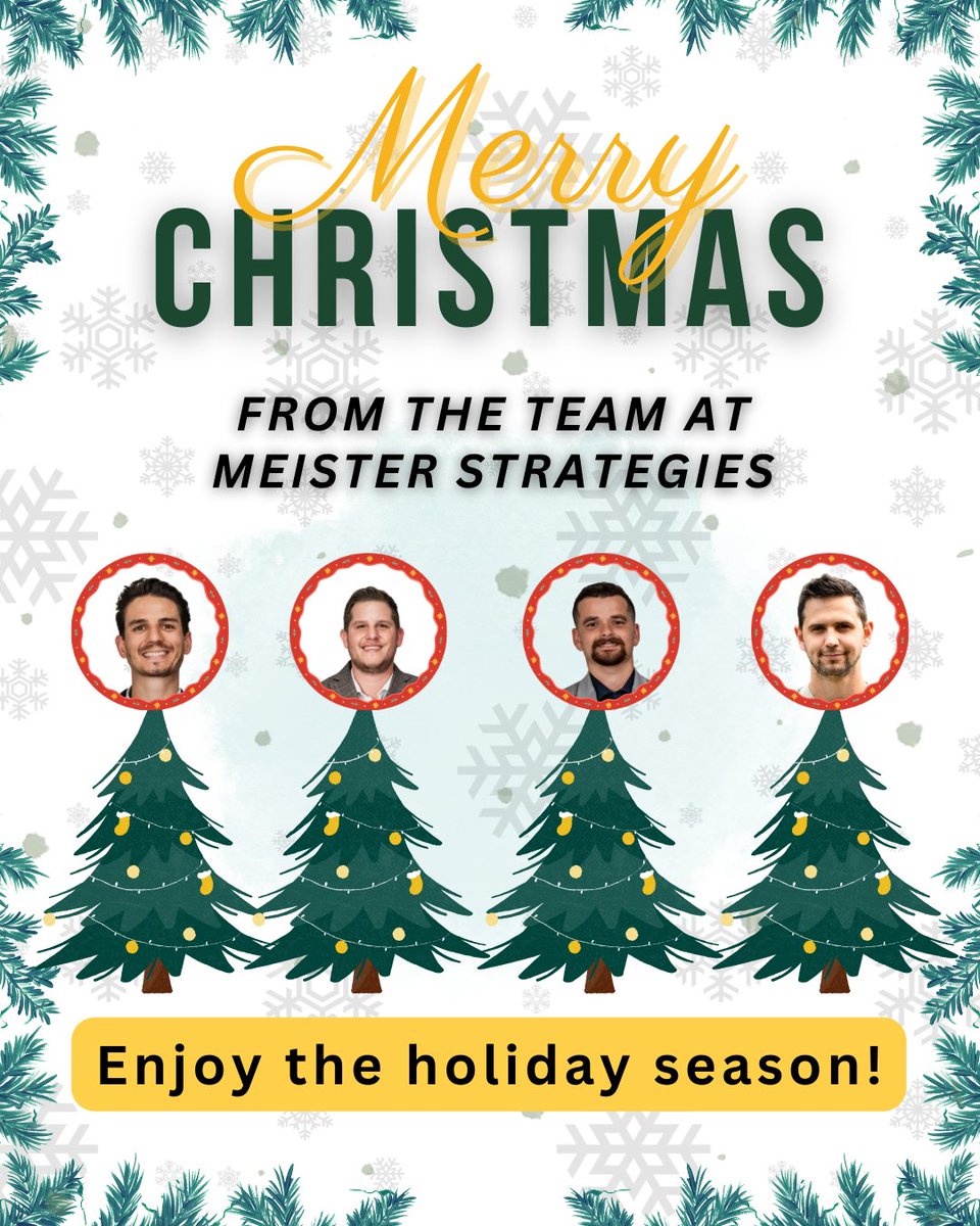 CG_Meister's tweet photo. Merry Christmas from Meister Strategies.

Thank you to the clients, partners, and friends we’ve worked alongside this year.

Wishing you a restful and meaningful holiday.

#MeisterStrategies
#MerryChristmas
#HolidayGreetings https://t.co/dkCp69dSiU