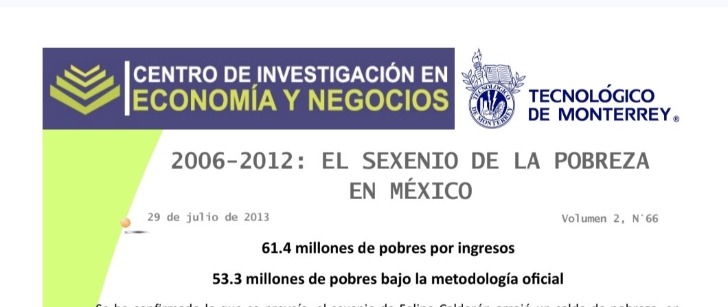aloyub's tweet image. 1992 - 2006 fueron 14 años perdidos en materia de reducción de pobreza.
Después llego Calderón y empeoró todo.
14.5 millones de personas cayeron en la pobreza en su sexenio.
El centro de investigación en Economía y Negocios del ITESM lo llamó "El Sexenio de la pobreza en México".