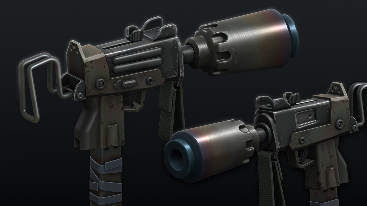 Mad_Polygon's tweet photo. some texturing progress on my cute smg ;) wip so feedback is welcome. 80% done atm. 
#b3d https://t.co/4e09U6qKEh