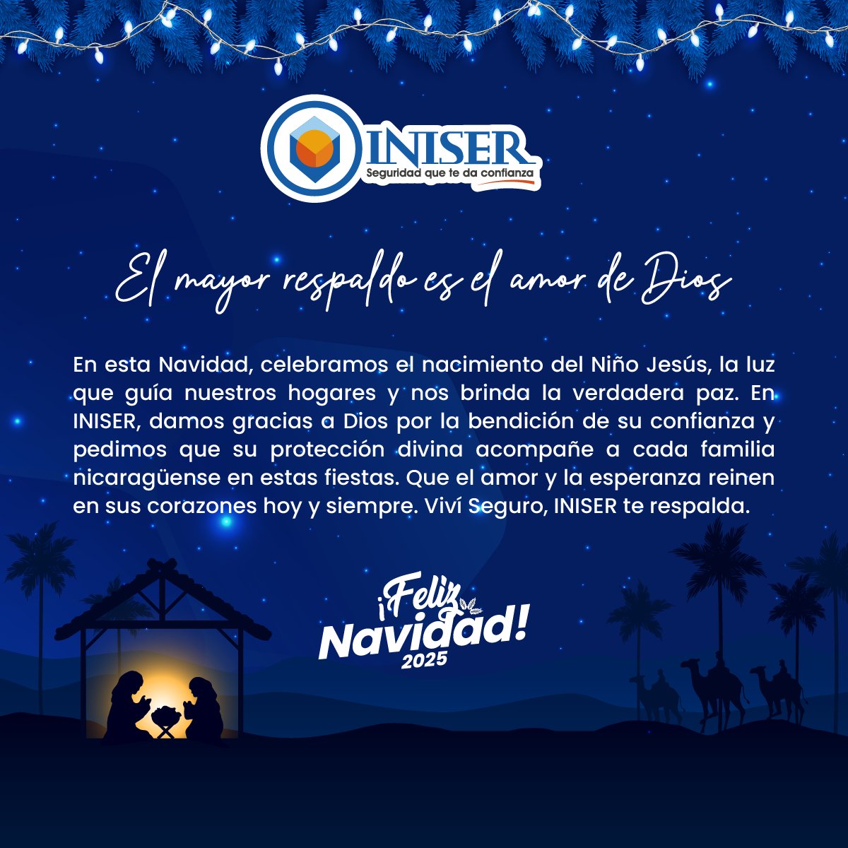 Apreciables clientes,
INISER les agradece la confianza brindada durante este año y les desea una 𝑭𝒆𝒍𝒊𝒛 𝑵𝒂𝒗𝒊𝒅𝒂𝒅.💙
Aprovechá los beneficios que solo INISER te brinda!
 📲 Conocé más en: iniser.com.ni
 📞 Llamanos: 2267-2021 / 2255-7575
 📱 WhatsApp: 8277-0405