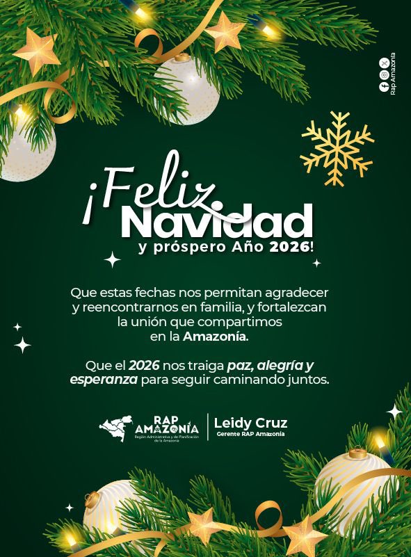 🎄En esta #Navidad, renovamos la esperanza y el compromiso con nuestra Amazonía. Que el 2026 nos encuentre unidos, agradecidos en familia y fortalecidos como región, caminando juntos por un futuro de paz y bienestar.

¡Feliz Navidad y próspero Año Nuevo! 🌿🤍

#SomosRAPAmazonía