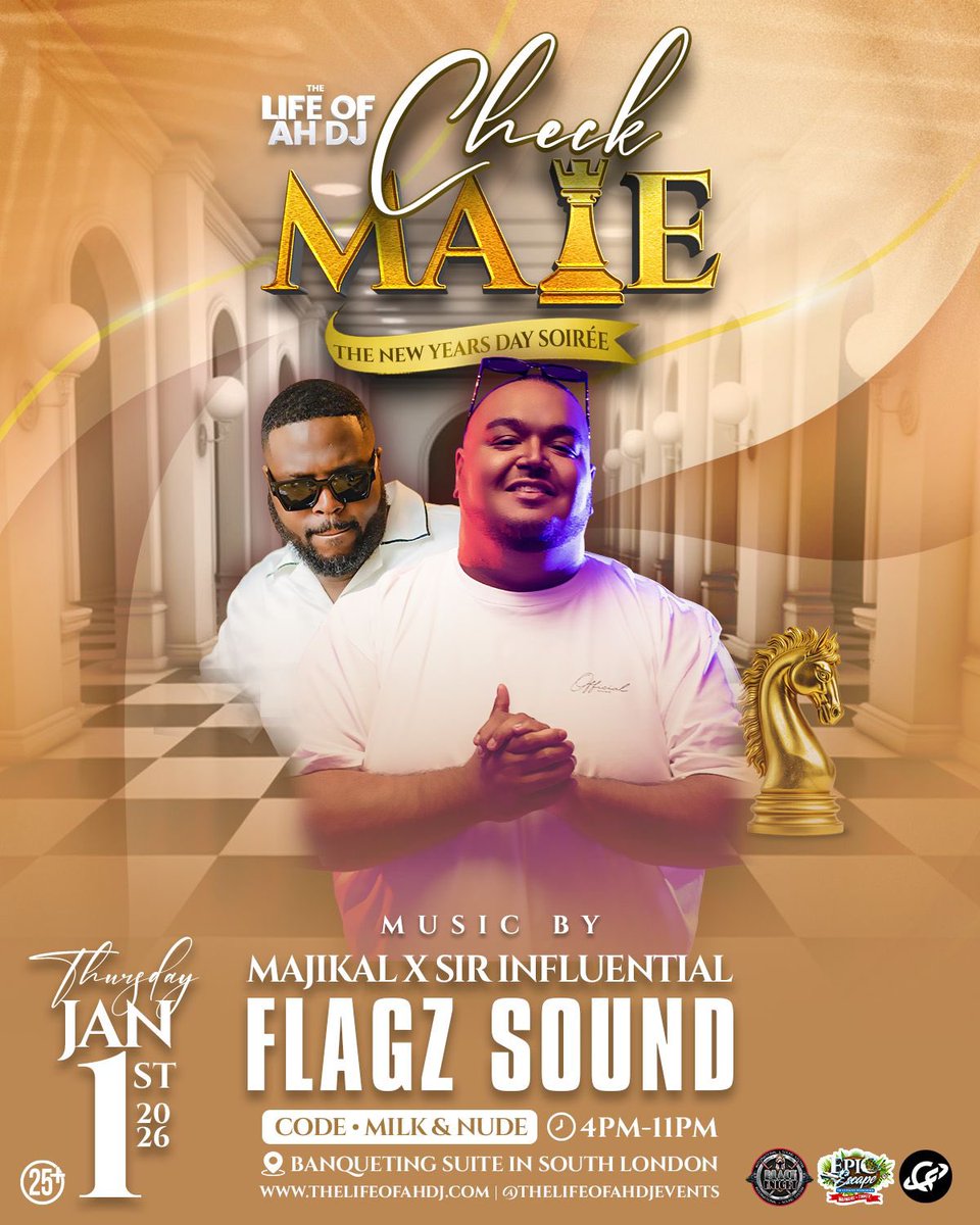 New Year’s Day! 

Check Mate! The New Years Day Soiree! 

Dress code: Nude and Milk

<a href="/MajikalUK/">Majikal UK</a> <a href="/Influential_guy/">Do You!</a> 

Tickets; bloco.co.uk/events/check-m…