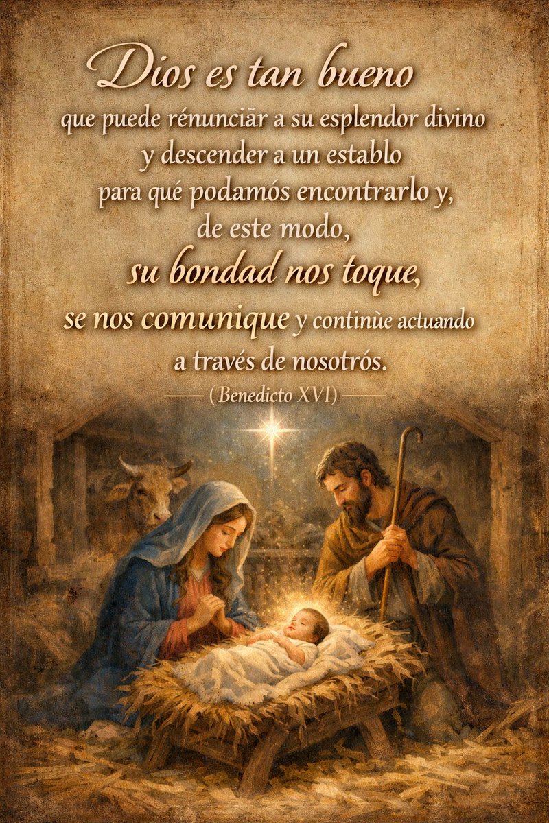 PJoseFdoMF's tweet photo. En esta Navidad celebramos el misterio de un Dios que se hace Niño para habitar nuestra historia. Que el nacimiento de Jesús renueve nuestra fe, llene de paz nuestros corazón y nos impulse a ser signos vivos de su amor y de su esperanza en el mundo.
Cristo ha nacido para nosotros https://t.co/L7Z3hI9kbH