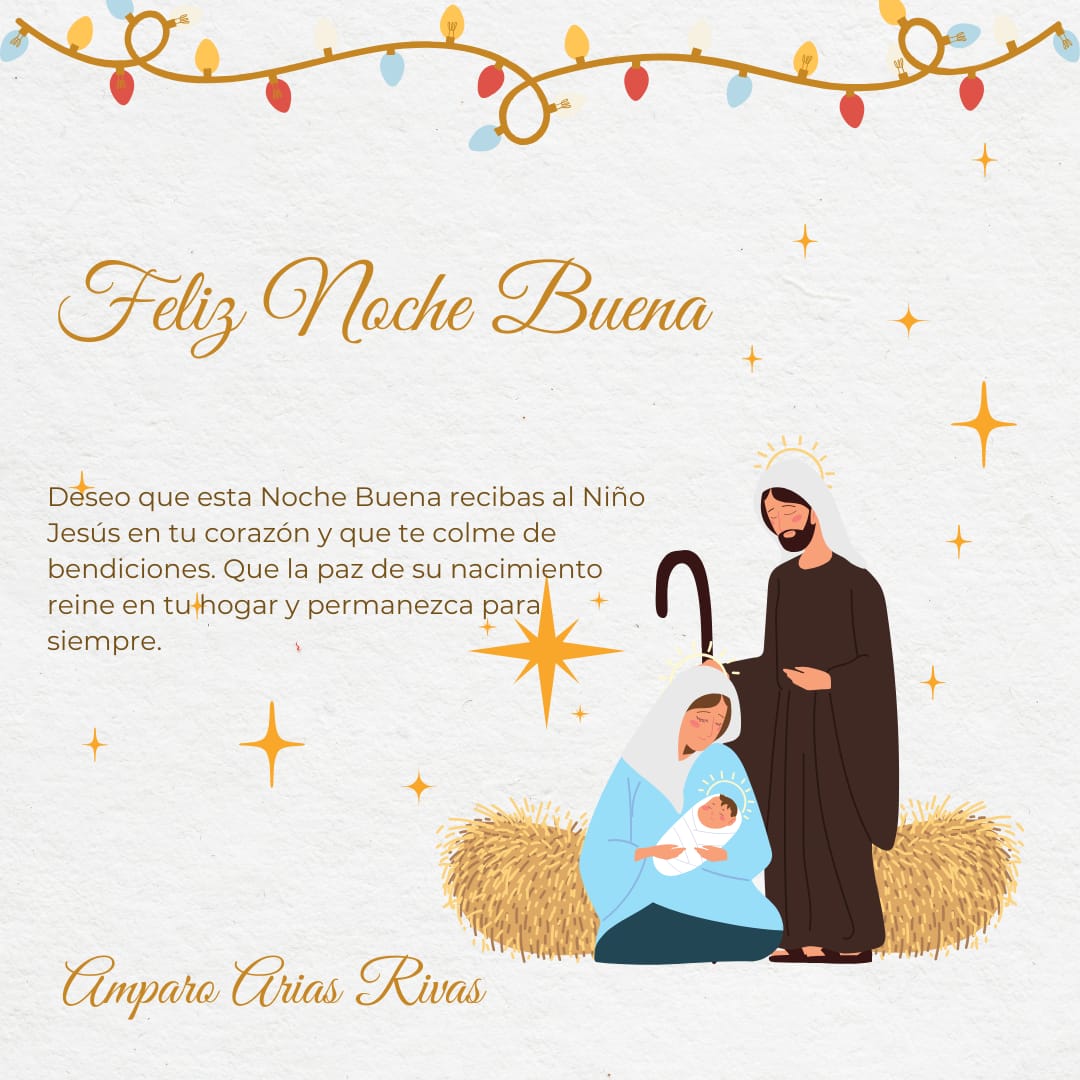 Feliz Noche Buena para todas y todos. Que el Nacimiento del Niño Dios les bendiga e ilumine su hogar.
Amparo Arias Rivas.