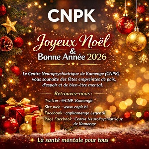 Chers  <a href="/abatwip257/"># Abatwip ~𝕏</a>, le <a href="/CNP_Kamenge/">Centre Neuropsychiatrique de Kamenge</a> souhaite à tous ses abonnés un Joyeux Noël et une Bonne Année 2026 remplie de santé mentale, de paix et d’espoir. Merci pour votre confiance. ✨🎄
#JoyeuxNoël #BonneAnnée2026 #SantéMentale #CNPK
