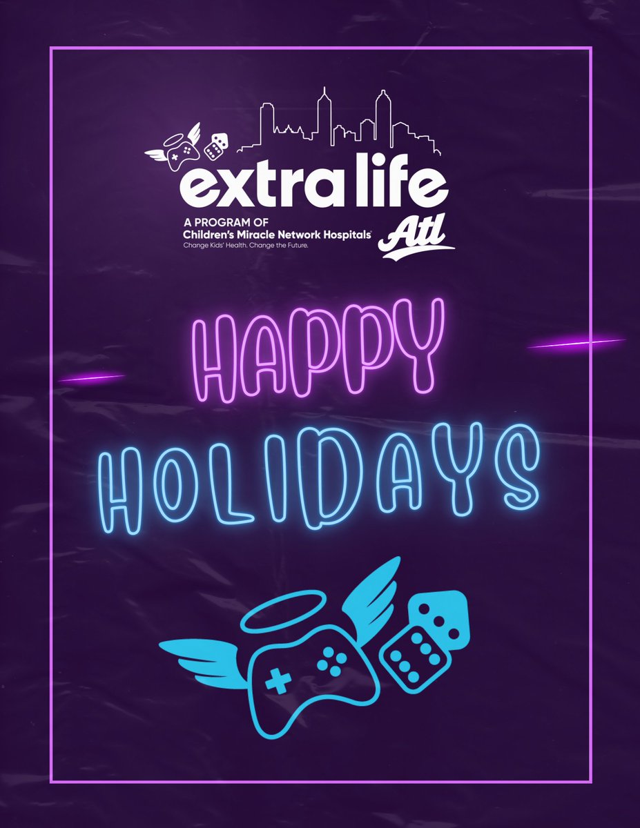 ExtraLifeAtl's tweet image. From all of us at Extra Life ATL, Happy Holidays!
As the year winds down, we’re working on our individual fundraising goals, and we encourage you to do the same before the year wraps.  Let’s carry this momentum into an amazing 2026 💙🎮
#ExtraLife #ExtraLifeATL #ForTheKids #ATL