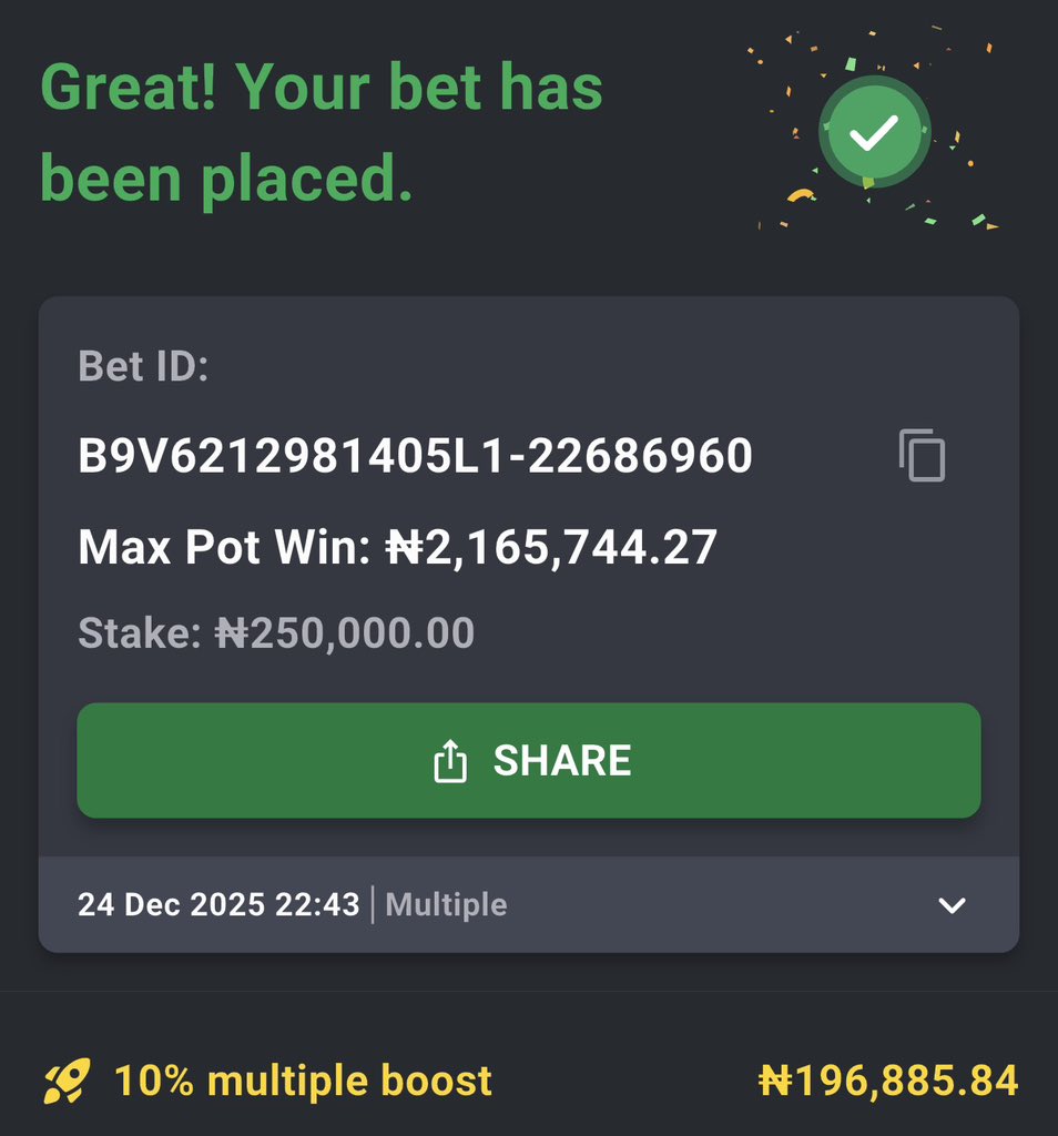 LBGamestips's tweet image. TODAYS TIPS ON BET9JA ☘️☘️☘️☘️☘️

Let’s make it back to back 

8 Odds➡️ 3TX9F6R
4 Odd➡️ 3TX9G7W
2 Odd➡️3TX9HGS

Play on Bet9ja. 

#Bet9jacodes
Always Remember to BET RESPONSIBLY 🔞