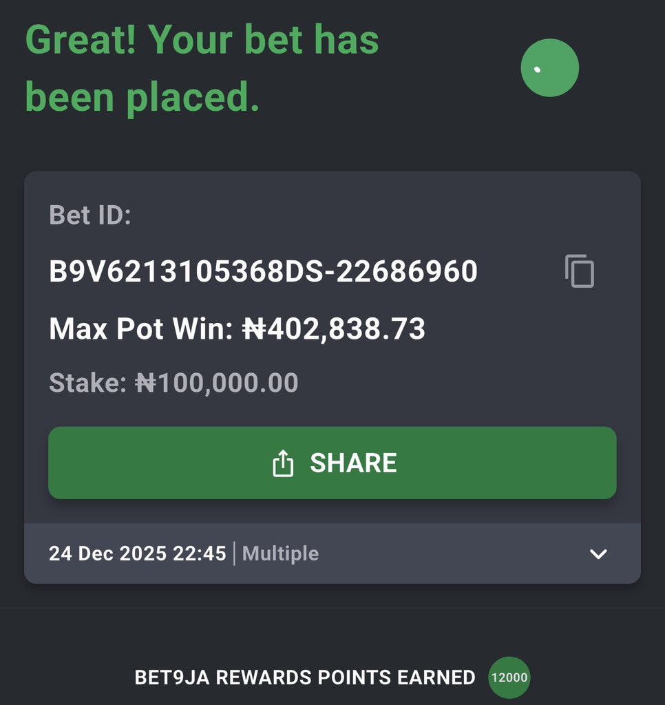 LBGamestips's tweet image. TODAYS TIPS ON BET9JA ☘️☘️☘️☘️☘️

Let’s make it back to back 

8 Odds➡️ 3TX9F6R
4 Odd➡️ 3TX9G7W
2 Odd➡️3TX9HGS

Play on Bet9ja. 

#Bet9jacodes
Always Remember to BET RESPONSIBLY 🔞