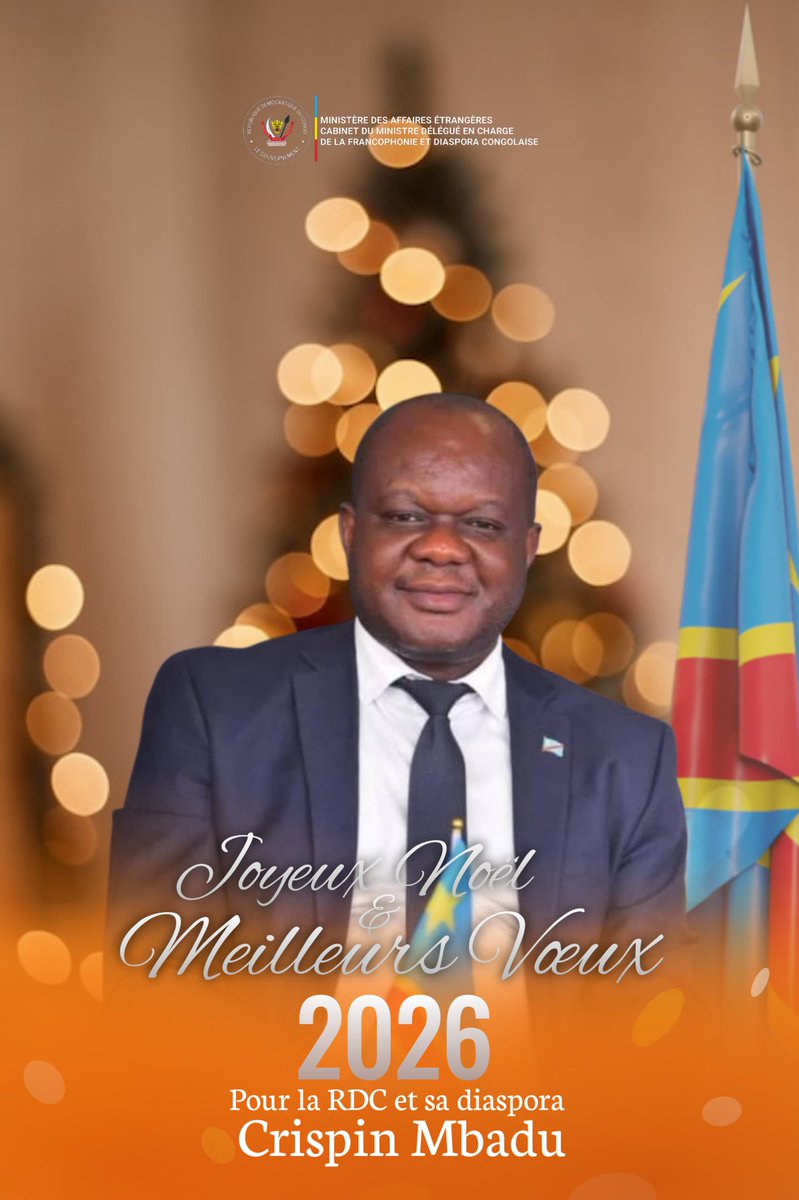 Joyeux Noël et Meilleurs vœux 2026
A tous les congolais, en RDC et dans la diaspora.

#RDC #DiasporaCongolaise #Francophonie