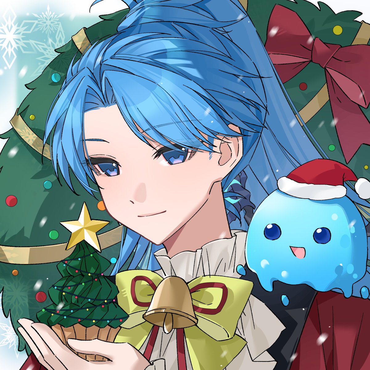 HAPPY HOLIDAYS to my moots friends and family, hope everyone celebrates Christmas to its fullest with great gifts and great food. 

Ps: Bisco loves Christmas month he’s a HAPPY SLIME!

Art: <a href="/Mazuko32529/">Mazuko✨COMMS OPEN</a>