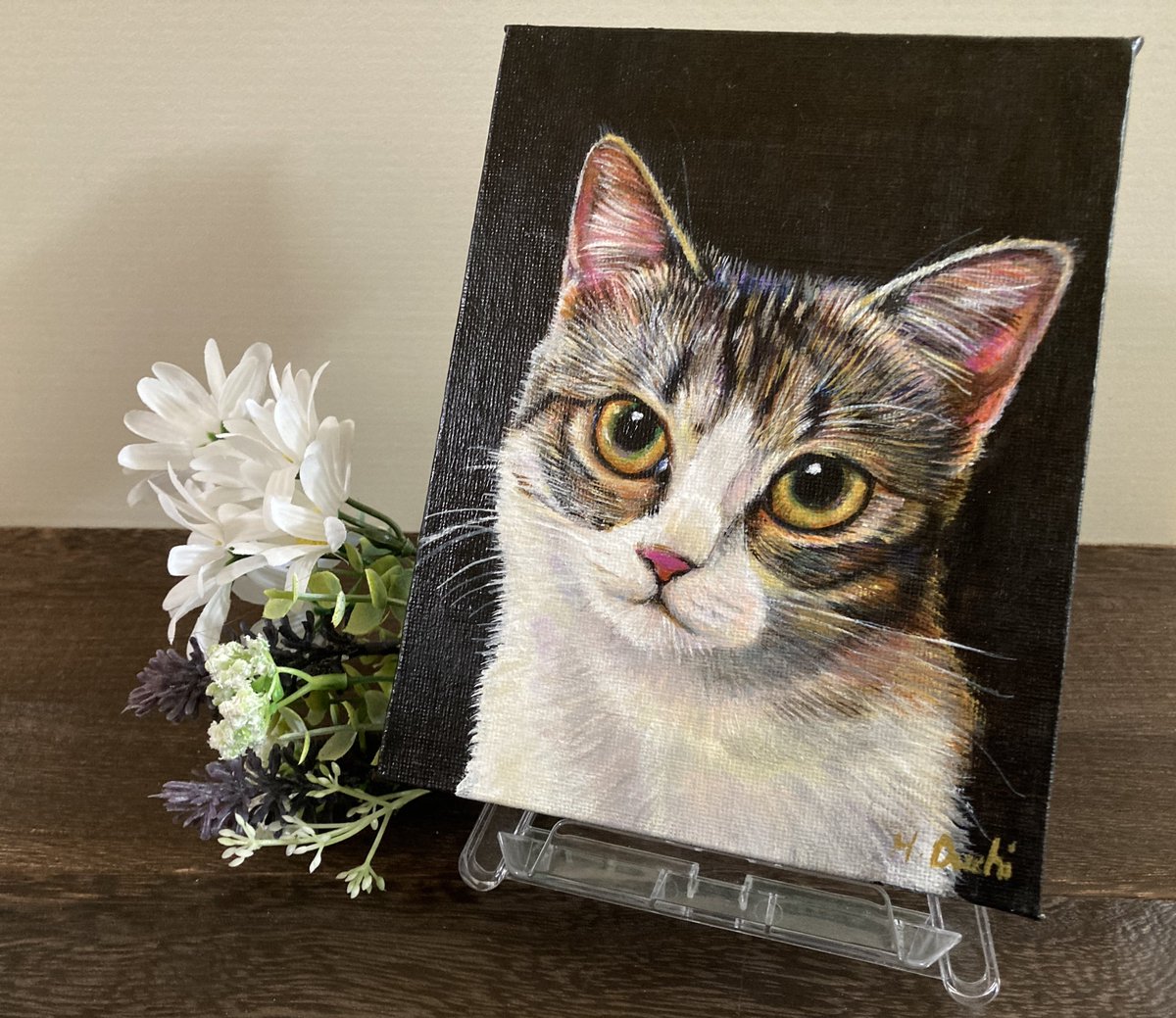 RT @gzlhiro: キジトラはちわれ猫ちゃん🐈 981 F0サイズ アクリル画