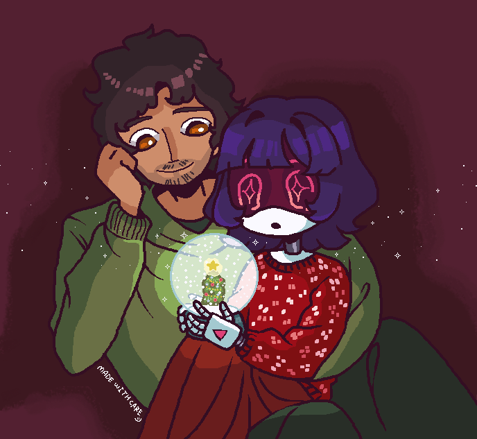 villagerkiki's tweet photo. #murderdrones #murderdronesyeva #murderdronesmitchell #silentmask mitchell &amp; yeva experience the magic of christmas :) https://t.co/yCrJevUS5N