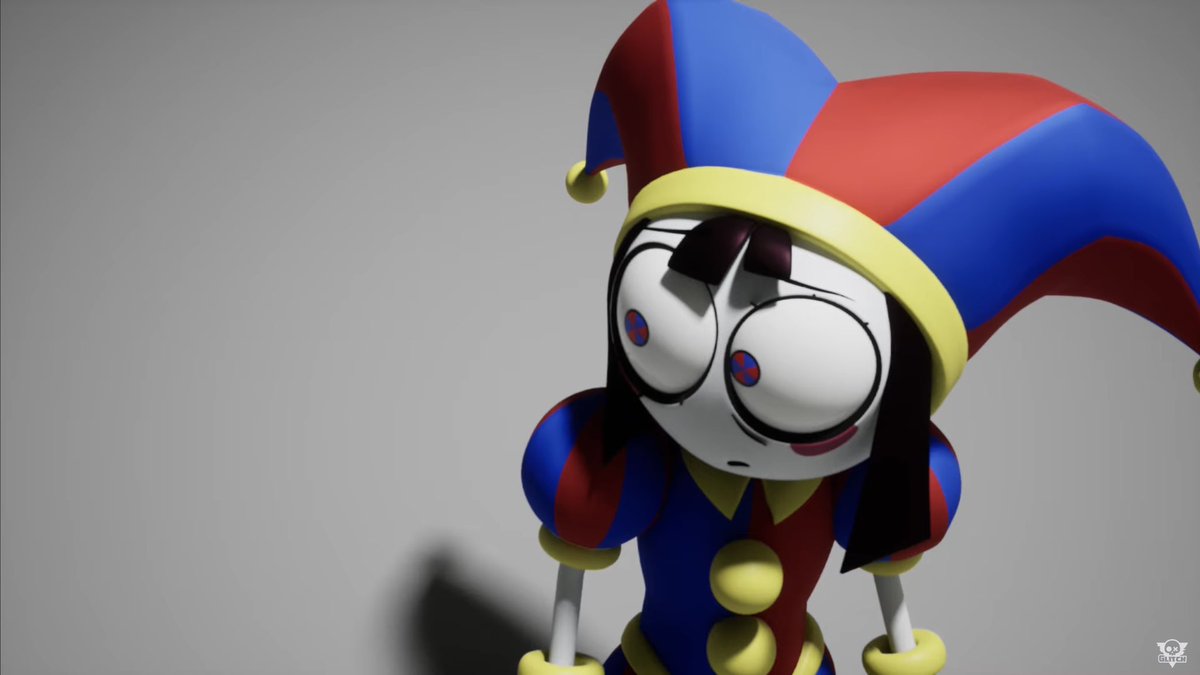 Pomni looking over to Jax when he starts laughing :(