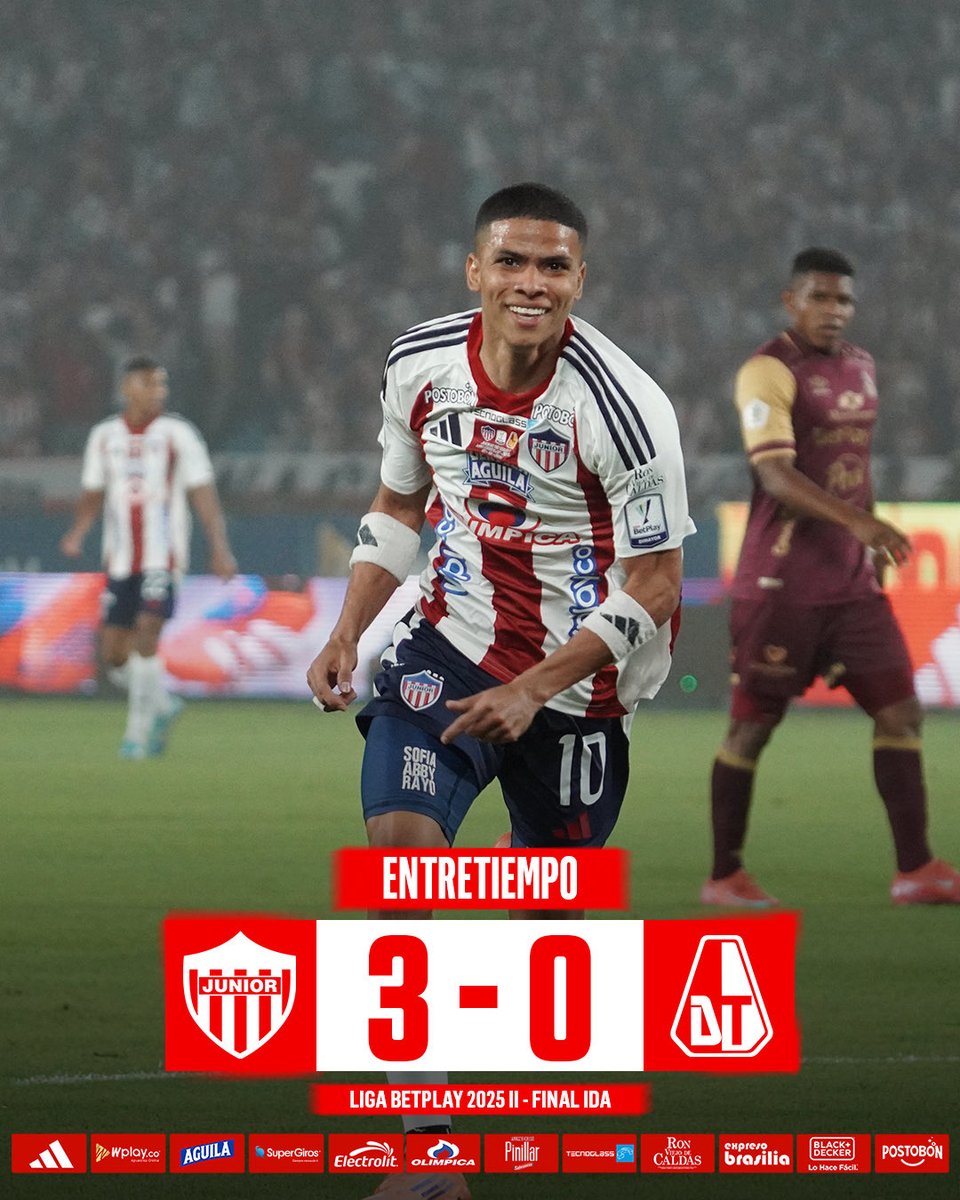 45’⌚▶️ |3-0| ¡ENTRETIEMPO! 

<a href="/JuniorClubSA/">Junior FC</a> 🆚 Tolima 
  
#VamosJunior🔴⚪🔵