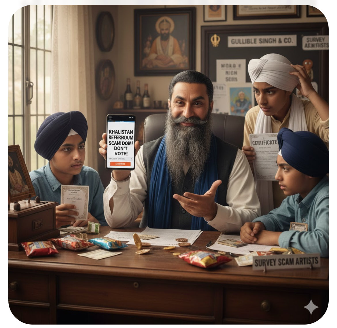 purerival's tweet image. Next move: tie a turban, fool the blind followers, repeat the scam.

This referendum scam scheme survives on blind loyalty and zero questioning.
Pannu sells fantasy, and some willingly buy it, mistaking drama for leadership.
The result: noise outside, damage to Sikh credibility.