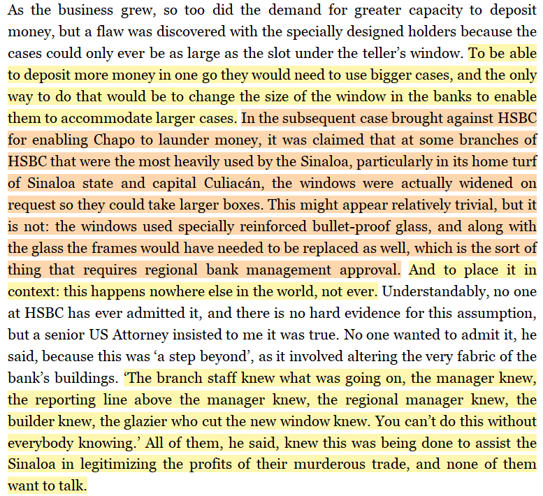 toxictiramisu's tweet photo. HSBC engineered the laundering of money for El Chapo's Sinaloa Cartel, handling massive unreported deposits, running front-company accounts &amp; altering branches for large cash drops. Staff also routed millions into aircraft &amp; other ventures, directly cleaning Cartel's drug money. https://t.co/DN36wfTJ7x