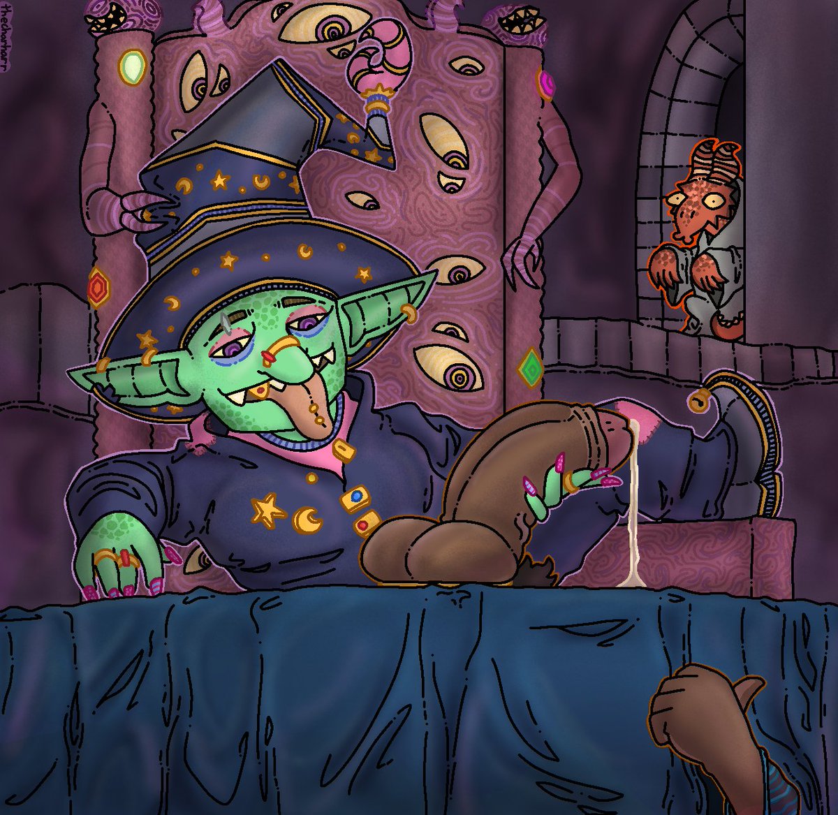 ✨Pondering some big ol orbs✨

Lol I was inspired after a conversation with someone, and thus enjoy this goblin wizard and his Kobald assistant who.... is now getting a show.

(Also shout-out to the living chair and the orbs source lol)