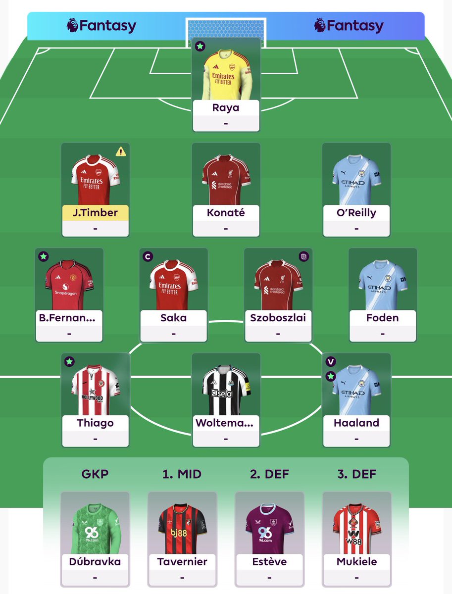 FPL_Toni's tweet photo. My Team GW16
3/5 FT
Munoz -> Esteve
Semenyo -> Bruno F
Minteh -> Szoboszlai
Saka ©️
Haaland ✔️
Will be on plane soon and land after deadline.
Hope for the best and get ready with the bench.
#TFC #ThaiFPL
#ToniFPL #FPL
#FPLCommunity https://t.co/bTSbXObYFj