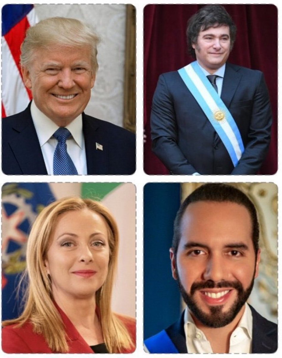 eduardomenoni's tweet image. ¿Apoyas a estos líderes de derecha para pulverizar por completo el comunismo?👇🏻

🇺🇸 Donald Trump
🇸🇻 Nayib Bukele
🇦🇷 Javier Milei
🇮🇹 Giorgia Meloni

¡Dale ❤️ y RT si estás con estos grandes patriotas! Yo al 5.000%