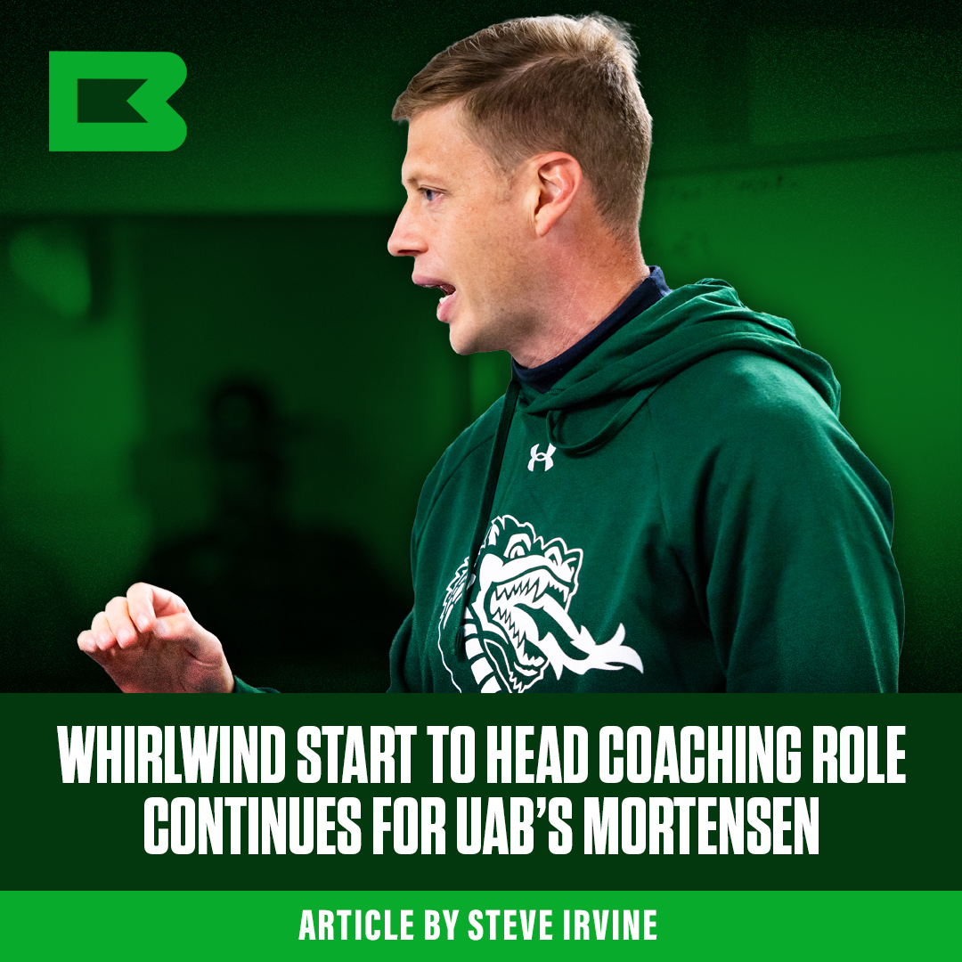 Alex Mortensen's whirlwind start as UAB's head coach continues through his first week. Steve Irvine talks to the coach about his fast start. Read more at the Banner: bit.ly/3XS7oRr