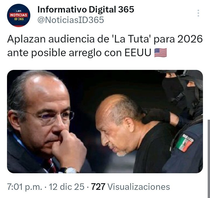 FreddyOliviery's tweet photo. La Tuta va a hablar y @felipecalderon no dormirá en varios meses.

El 2026 será divertido 🥳😁 https://t.co/v8vfMDs0Sa