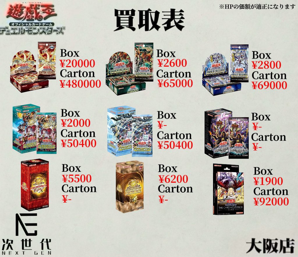 2025年12月13日(土) 遊戯王カードゲーム買取価格更新 ※遊戯王の