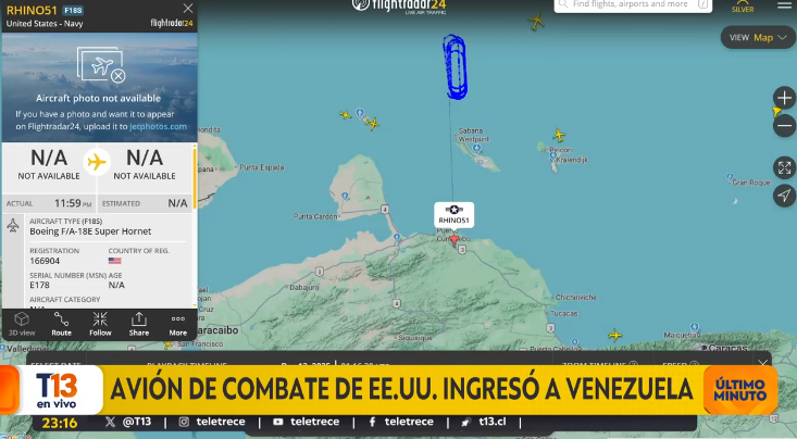 Avión de combate de EE.UU. ingresó a Venezuela

EN VIVO 📺» T13.cl/en-vivo